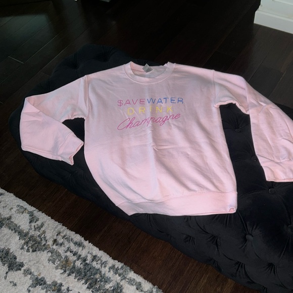 Pink “Save water drink champagne” Sweatshirt - Picture 1 of 3